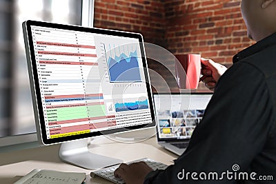 work hard Data Analytics Statistics Information Business Technol Stock Photo