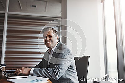 Work hard, and success will follow. Cropped portrait of a handsome businessman working in his corporate office. Stock Photo