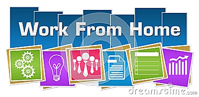Work From Home Business Symbols Colorful Squares Stripes Stock Photo
