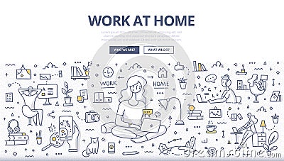 Work at Home Doodle Concept Vector Illustration