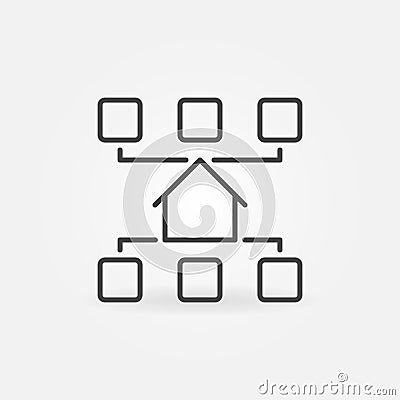 Work at Home linear vector concept minimal icon or logo Vector Illustration