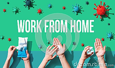 Work From Home theme with person washing their hands Stock Photo