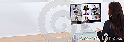 Video Conferencing Call On Computer Stock Photo