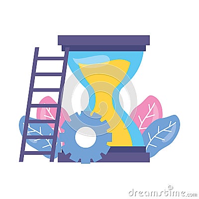 Work hourglass clock stairs Vector Illustration