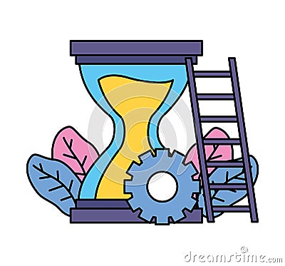work hourglass clock stairs Cartoon Illustration