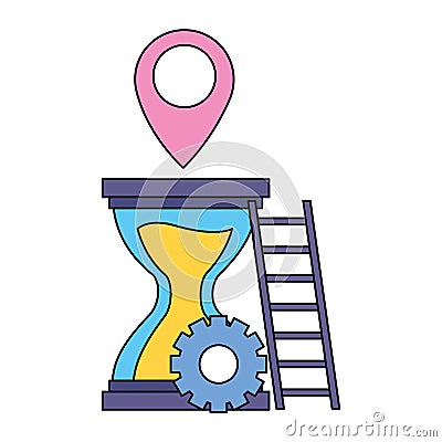 Work hourglass gears Vector Illustration