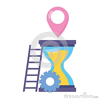 Work hourglass gears Vector Illustration