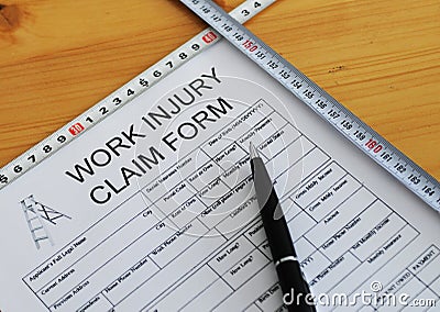 Work injury claim form Stock Photo