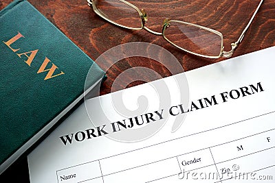 Work injury claim form. Stock Photo