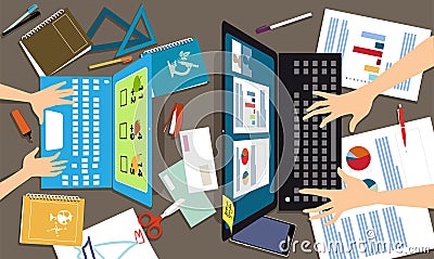 Work and learn from home Vector Illustration