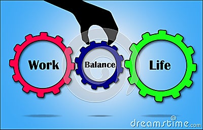 Work Life Balance Concept illustration using Gears Cartoon Illustration