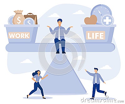Work and life balance concept. leisure or business. Vector Illustration