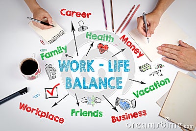 Work life balance concept. The meeting at the white office table Stock Photo