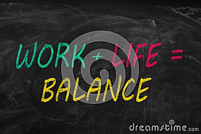 Work-life balance. Sum with words written on chalkboard Stock Photo