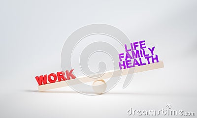 Work life balance concept, work over life family health Cartoon Illustration