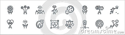 Work life balance line icons. linear set. quality vector line set such as happiness, enjoy, lifestyle, mental, guidance, family, Vector Illustration