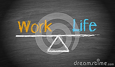 Work-Life Balance - seesaw with text on chalkboard Stock Photo