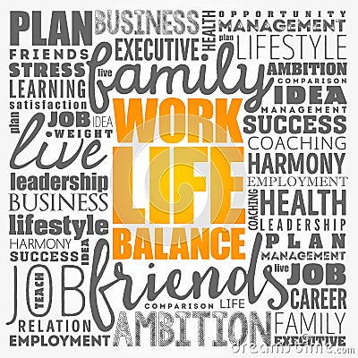 Work Life Balance word cloud collage Stock Photo