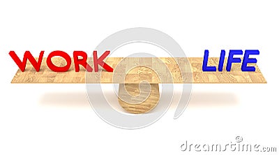 Work-life balance: words on a wooden seesaw Stock Photo