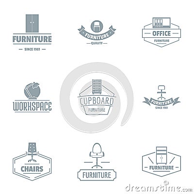 Work location logo set, simple style Vector Illustration