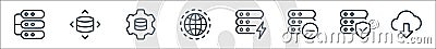 work office server line icons. linear set. quality vector line set such as download, secure, remove, power, internet, settings, Vector Illustration