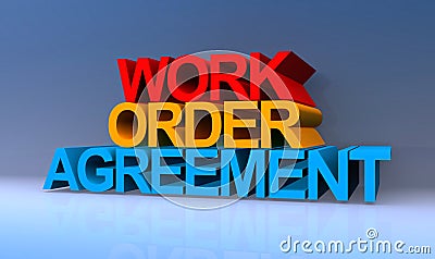 Work order agreement on blue Stock Photo