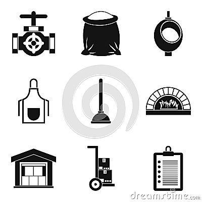 Work order icons set, simple style Vector Illustration