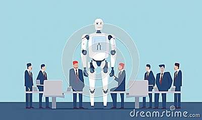 Work order for the robot team concept illustration cartoon characters design. Cartoon Illustration