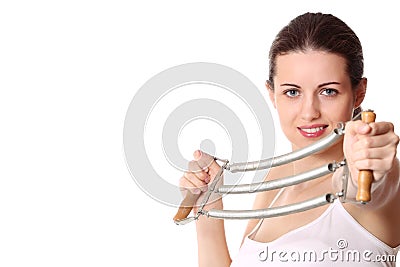Work out with expander Stock Photo
