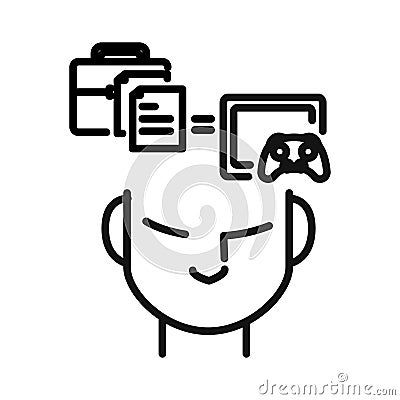 Work Play Balance Black And White Icon Illustration Vector Illustration