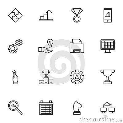 Work productivity line icons set Vector Illustration