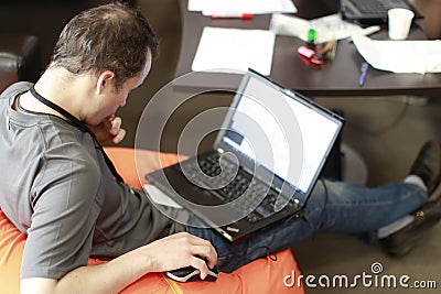 .Work of the programmer. Editorial Stock Photo