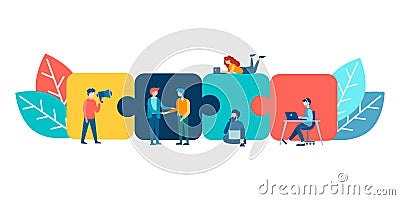 Work on the project in a team Vector Illustration