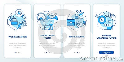 Work relationship development blue onboarding mobile app screen Vector Illustration