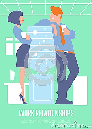 Work relationships banner with business people Vector Illustration