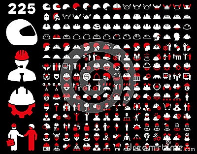 Work Safety and Helmet Icon Set Vector Illustration