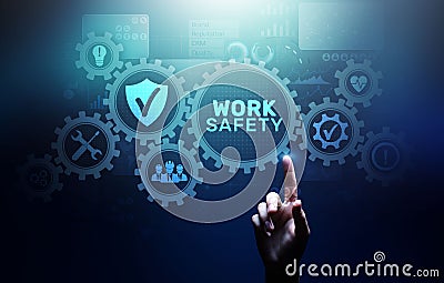 Work safety instruction standards law insurance industrial technology and regulation concept. Stock Photo