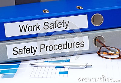 Work Safety and Safety Procedures Binders Stock Photo