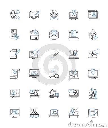 Work schedule line icons collection. Timetable, Shifts, Rota, Calendar, Planner, Scheduling, Routine vector and linear Vector Illustration
