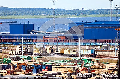 Work of sea trading port of the Ust-Luga.Russia Stock Photo
