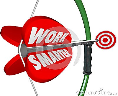 Work Smarter Bow Arrow 3d Words Intelligenct Working Plan Strategy Stock Photo