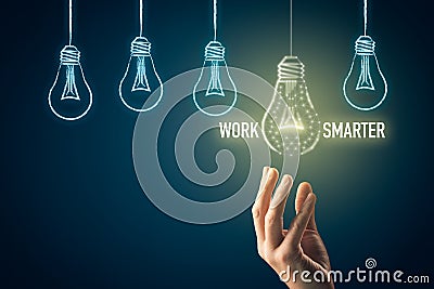 Work smarter concept with light bulb Stock Photo