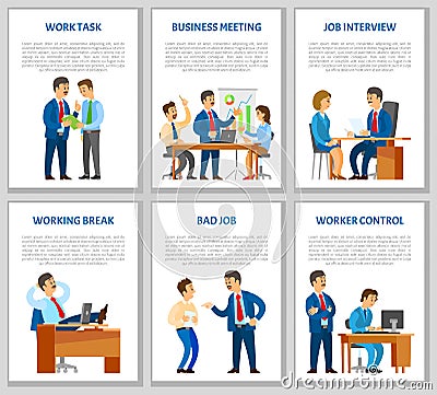 Work Task and Order of Boss, Job Interview Candidate Vector Illustration