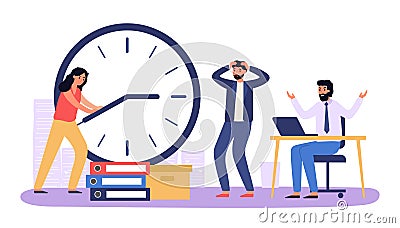 Work time management, organize own shift at workpalce Vector Illustration