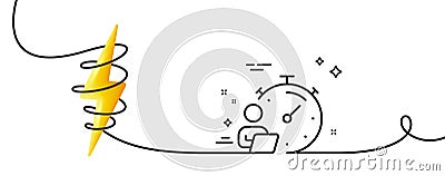 Work timer line icon. Task stopwatch time sign. Continuous line with curl. Vector Vector Illustration