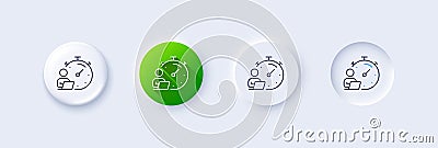 Work timer line icon. Task stopwatch time sign. Line icons. Vector Vector Illustration