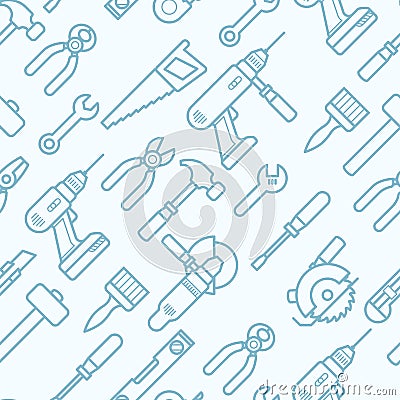 Work tools seamless pattern with thin line icons - pattern Vector Illustration