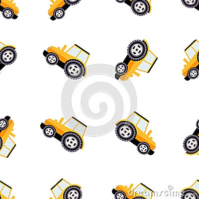 Work Trucks Seamless Pattern. Flat Vector Vector Illustration