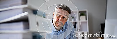 Workaholic Accountant Businessman With Headache Stock Photo