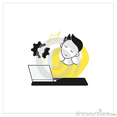 Workaholic flat icon Vector Illustration